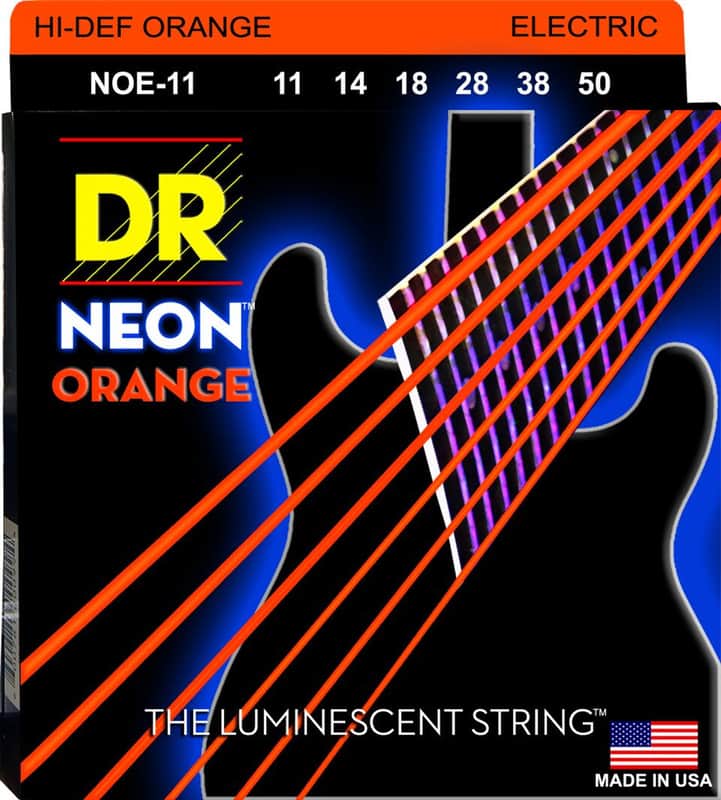 DR Strings NOE-11 Hi-Def Neon Orange Colored Heavy Electric Guitar Strings 11-50 image 1