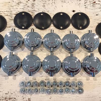 (10) DW Collector’s Series Chrome Snare Drum Turret Lugs including the Cookies (rubber gaskets) & Mounting Screws image 1
