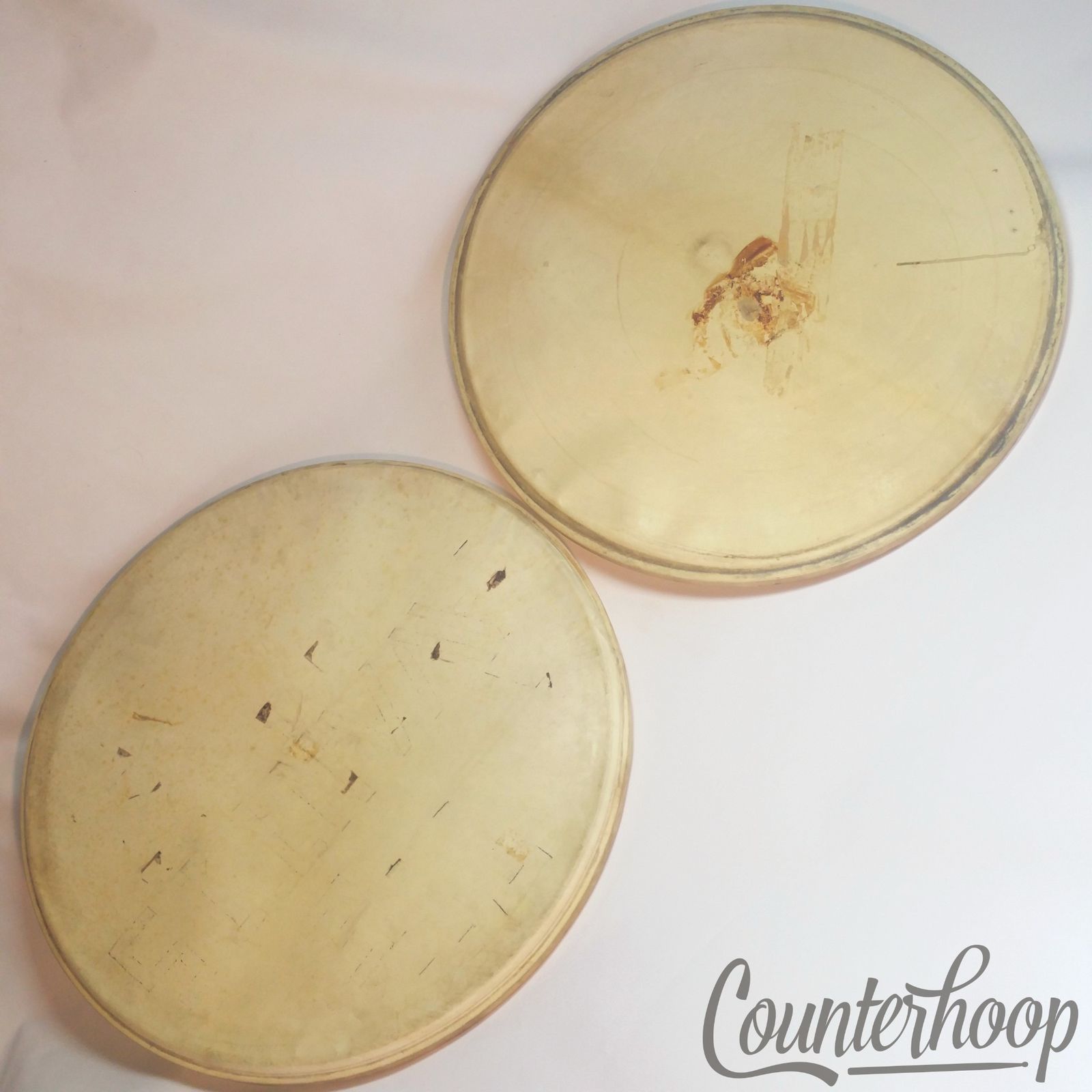 Rogers 2x 22"Calf Skin Bass Drum Heads Calfskin Batter/Resonant Vintage 50s USA — main photograph