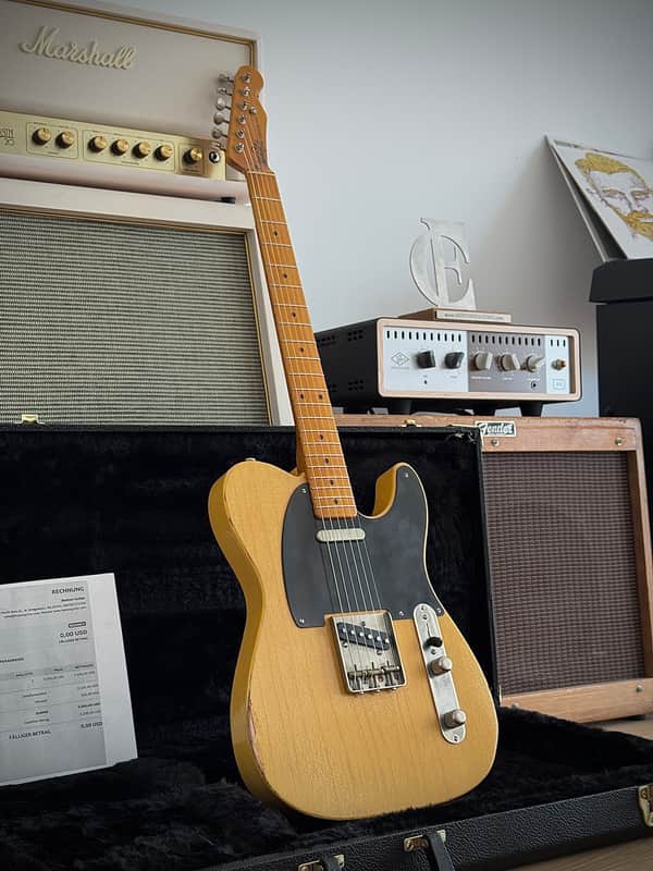 Whitfill T Custom Shop Boutique Relic Telecaster Lightweight Swamp Ash Blackguard, 3,06kg, 10" Radius uvm. 2021 - Aged Butterscotch Relic image 1