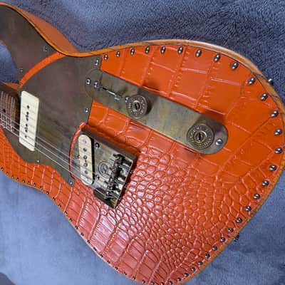 Paoletti Nancy Leather top 2019 - Orange Crocodile Leather Top image 7