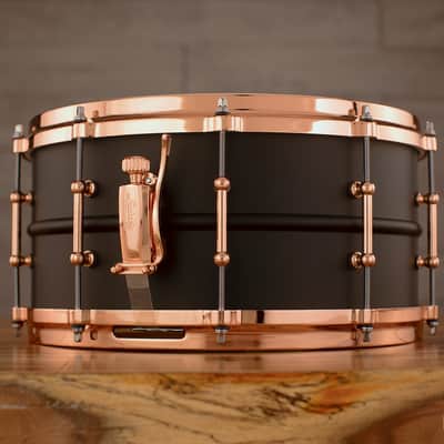 Ludwig 14 X 6.5 Lb427 T DC Hot Rod Black Beauty Snare Drum, Brass Shell, Matte Black, Copper Fittings image 4