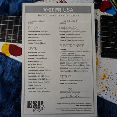 ESP USA V-II FR Jawbreaker Satin 6-String Electric Guitar w/ Black Tolex  Hard Case image 9