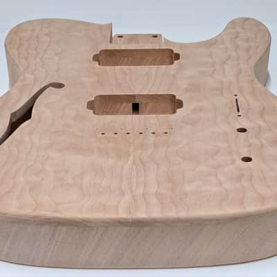 Shepard Custom Guitars Custom Telecaster Body Semi-hollow Backroute Quilted Maple Top On 1pc Mahagony 2023 - Unfinished image 4