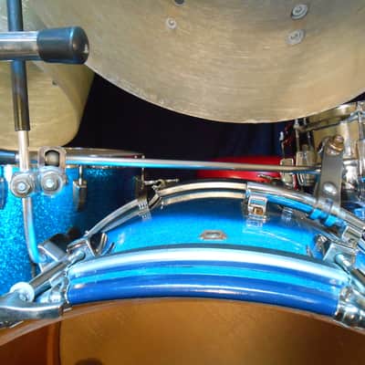 Ludwig, Blaemere Fiberglass, Custom 1969 Blue Sparkle, Beige image 7