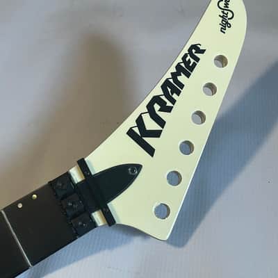 2021 Indonesian Kramer Nightswan Reverse Guitar Neck 24 Fret Floyd Ready Ebony Board Aztec Marble image 5