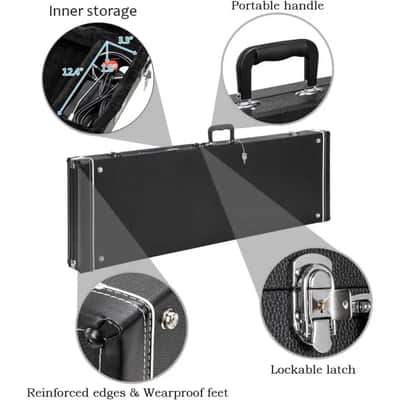 46" Electric Bass Guitar Hard Case, Wooden Hard-Shell Protective Guitar Carrying Case with Lock Latch image 5