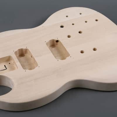 Unbranded Double Cut  Electric Guitar DIY Kit Natural Unfinished image 5