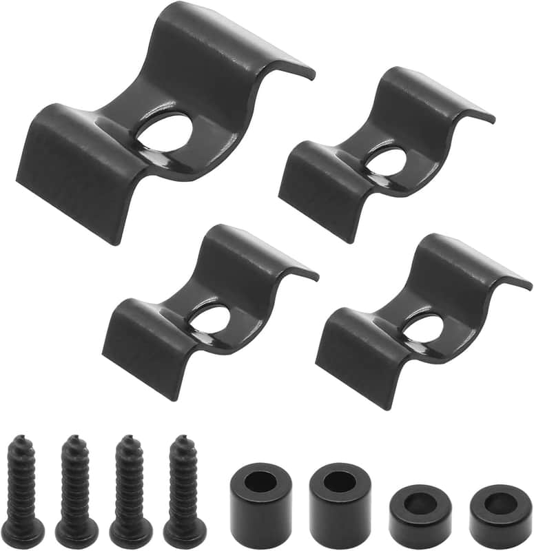 4Pcs Guitar String Trees, Metal Black String Retainer Guides with Mounting Screws Compatible with Stratocaster Strat Tele Style Electric Guitar image 1