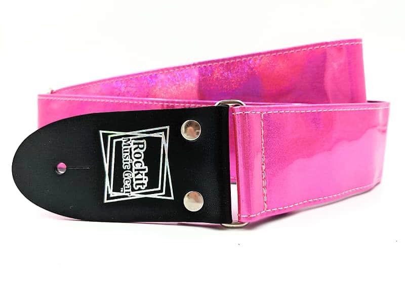 Pink Holographic Glitter Guitar Strap image 1
