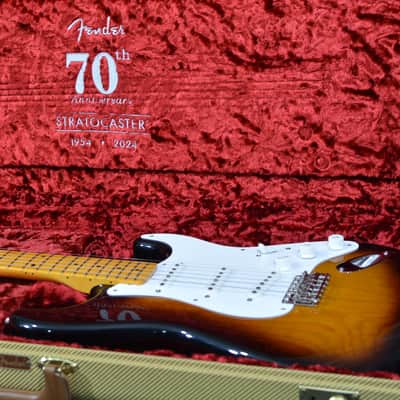 Fender 70th Anniversary American Vintage II 1954 Reissue Stratocaster Sunburst w Tweed Case & FAST Same Day Shipping image 12