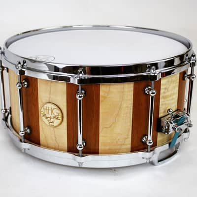 HHG drums 14x7 Maple And Mahogany Stave Snare Drum, Natural Satin Oil image 7