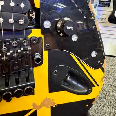 EVH Limited Edition Striped Series Frankenstein Frankie, Maple Fingerboard, Black with Yellow Stripes, Aged image 11