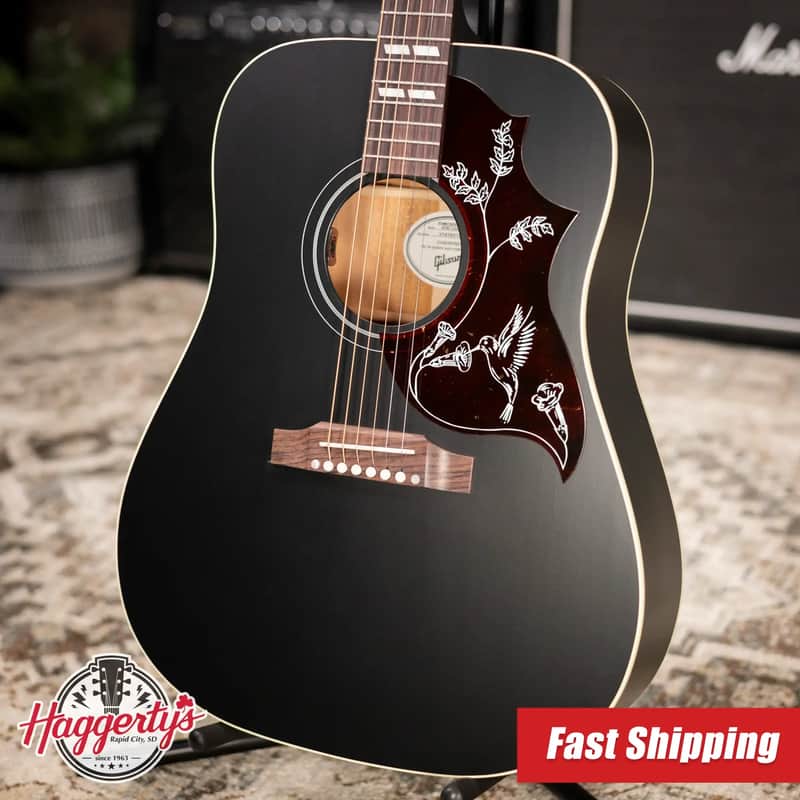 Gibson Hummingbird Special Dreadnought Acoustic/Electric Guitar - Ebony Satin with Gig Bag image 1