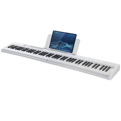 Glarry 88 Key Foldable Semi-Weighted Digital Keyboard - White image 3