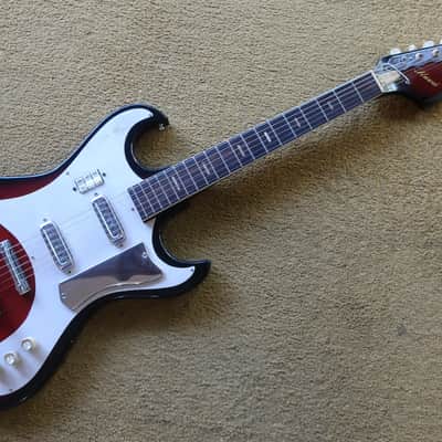 Vintage 1960s Teisco Kawai Wine Red Guitar MIJ Blues Machine Ry Cooder Hound Dog Taylor 2 PU Rare 24.5 scale image 1