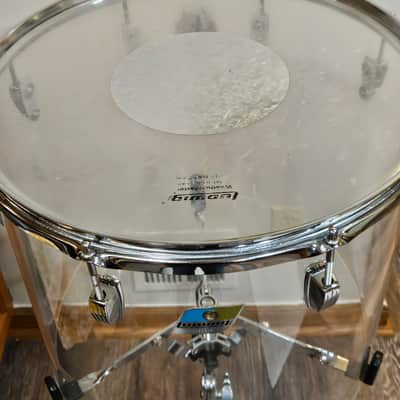 1970s Ludwig Vistalite Clear Concert Tom 14x16 Blue/Olive Badge #1750802 Vintage image 3