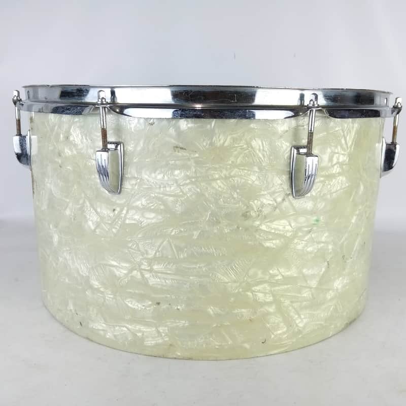 Ludwig 10x18"Timp-Tom Drum#570 Vintage70s WMP 3Ply Maple Bass White Marine Pearl image 1