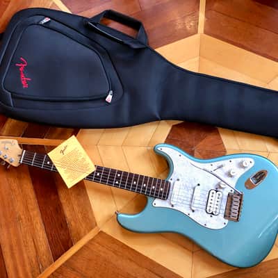 2001 Fender USA Lone Star American HSS Stratocaster Electric Guitar Teal Green Metallic Fender Padded case image 1