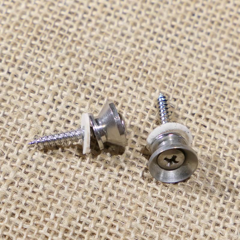 Strap Buttons Chrome, Genuine 2004 Squier Bullet Special Stratocaster Same Day Shipping #DP07 image 1