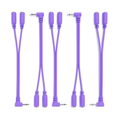 ExcelValley [Purple] 5-Pack - Right Angle Mono Splitter Y Patch Cables - TS 3.5mm 1/8" Eurorack Synth Synthesizer image 1