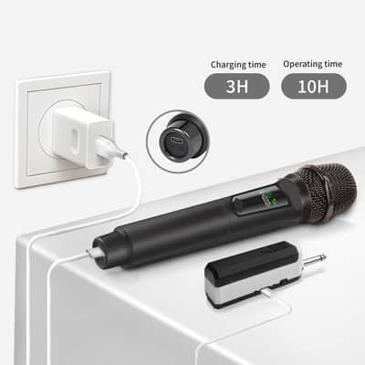 Wireless Microphone Set for Singing, 2.4GHz Rechargeable Handheld Microphones System with Receiver(160 Ft), 4 Pack Cordless Dynamic Mic for Speech & Events, Karaoke Machine, Speaker, PartyBox image 3