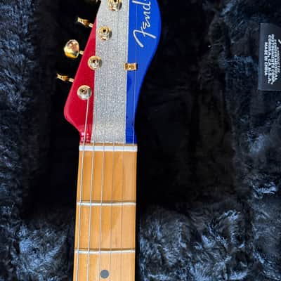 Fender Buck Owen’s Signature Telecaster MX24108716 - striking Red, Silver, and Blue Sparkle flake polyester finish. image 3