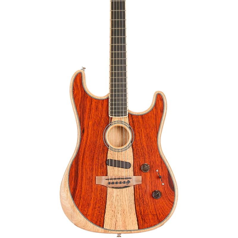 Fender Acoustasonic Stratocaster Exotic Wood Acoustic-Electric Guitar Regular Natural Cocobolo image 1