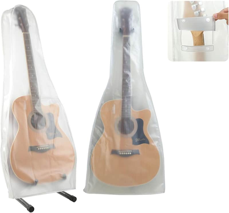 Guitar dust Cover wall mount Transparent Guitar Dust Cover PVC Frosted Fits Acoustic, Electric,ukulele Water Resistant Dust Dirt Moisture image 1