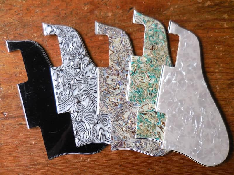 L@@K - - - Lot of 5 New Les Paul Pickguards Black, Pearl, plus 3 Colored Patterns image 1