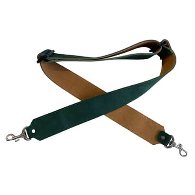 Genuine Leather Banjo Strap Metal Clips, and Tri-glide Adjustment. Adjustable to 52", Green image 3