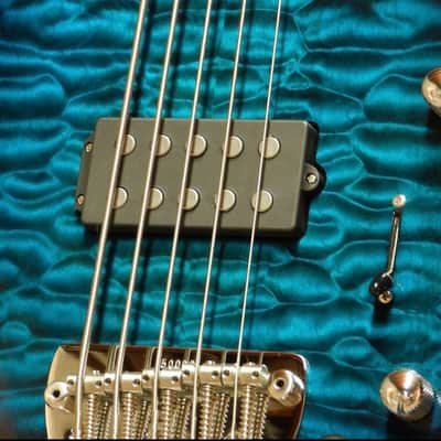 Ernie Ball MusicMan BFR StingRay 5H 20th Anniversary Tahitian Quilt. #6 of 10 StingRay 5H 2007 Tahitian Blue Quilt-Matching Headstock-Tahitian Blue Birdseye Neck image 14