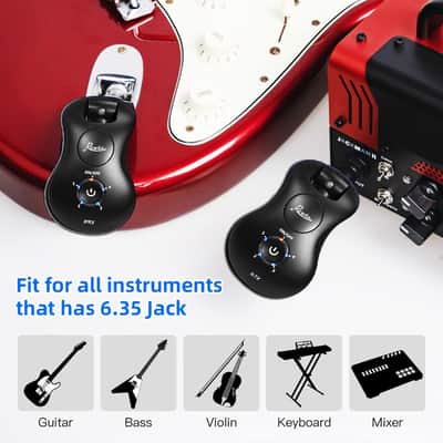 Rowin WS-30 Wireless Guitar System 2.4 GHz Rechargeable 4 Channels Wireless Guitar Transmitter Receiver for Electric Guitar Bass Volin image 4