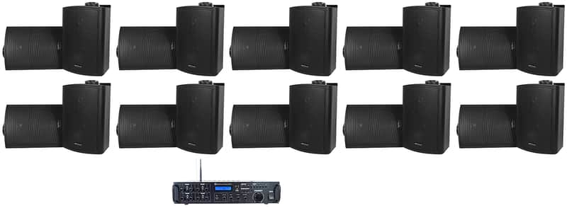 Rockville Rock Zone 8 Ch. Multi Room Home Receiver+16) Black 5.25" Wall Speakers image 1