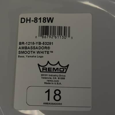 Set of 2 Remo Ambassador 18" Smooth White Drum Head Yamaha Branded (New Open Box) image 2