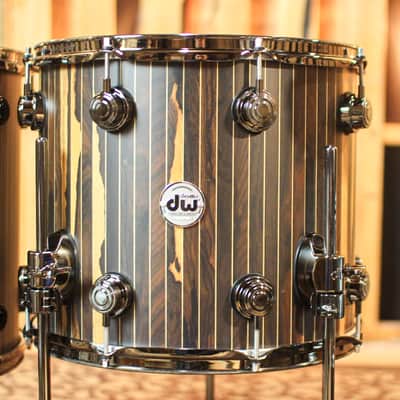 DW Collector's 333 Brass Pinstripe Ziricote Drum Set - 22,10,12,14,16 - SO#1353762 image 6