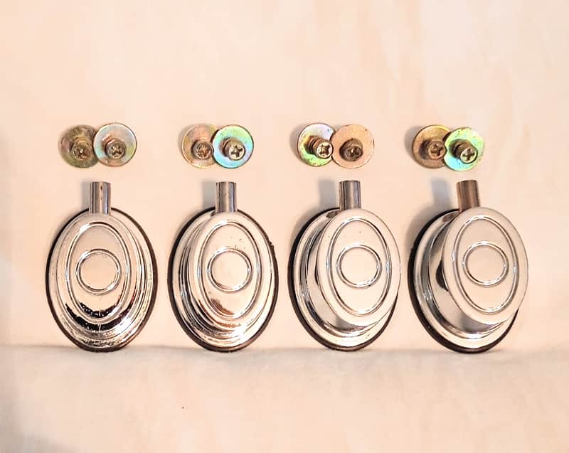 PACIFIC LOT OF 4 BASS DRUM LUGS w/ SCREWS- CHROME- FREE SHIP TO C-USA! image 1