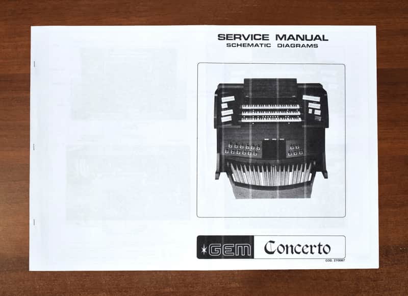 GEM Concerto Service Manual Repair Schematic Diagrams Technical Guide Church Organ image 1