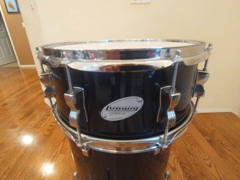 Ludwig Accent series 14 x 6.5 snare drum glass black very clean! image 1