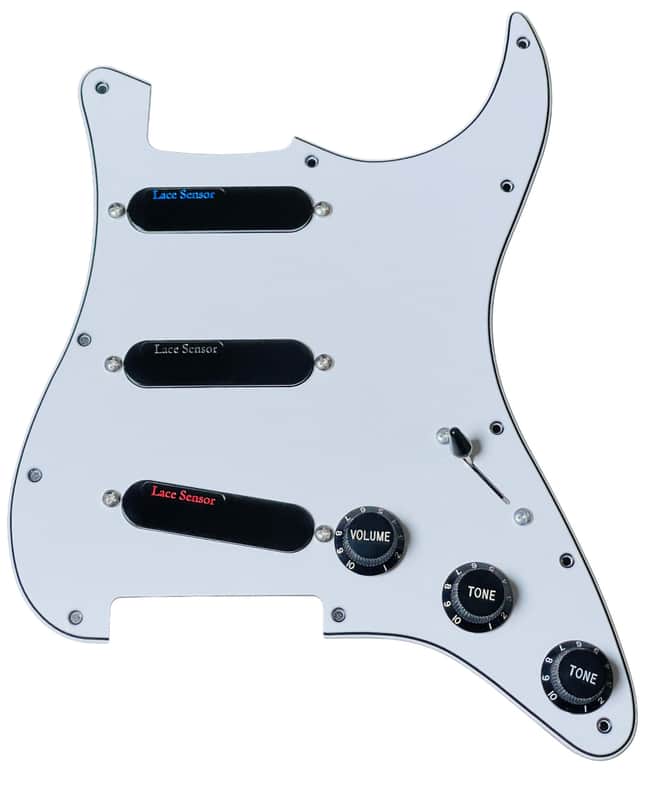 920D Custom 127-15-11 Lace Sensor Blue/Silver/Red Loaded Strat Pickguard 2010s - Parchment/Aged White image 1