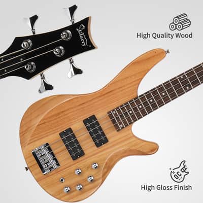 Glarry 44 Inch GIB 4 String H-H Pickup Laurel Wood Fingerboard Electric Bass Guitar with Bag and other Accessories 2020s - Burlywood image 2