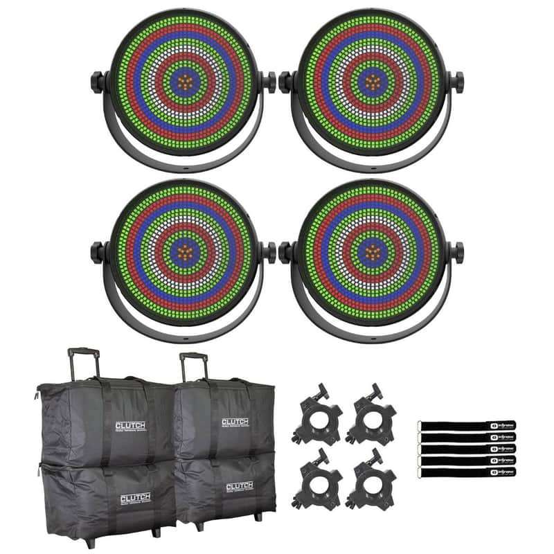 JMAZ Lighting JZ1018 HALO Q4 DJ DMX RGBW LED Wash Strobe QUAD Effect Light 4 Pack image 1