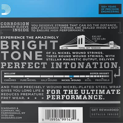D'Addario EXL157 Nickel Wound Electric Guitar Strings, Baritone Medium, 14-68 image 2