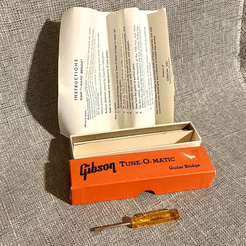 Gibson Vintage Tune-O-Matic Bridge Box Instructions Screwdriver ABR-1 Genuine image 1