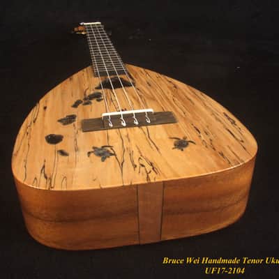 Handmade Tenor Ukulele, Solid Spalted Maple, Acacia, The Islands Soundhole, Turtle Inlay, Soft-bag, Bruce Wei UF17-2104 image 11