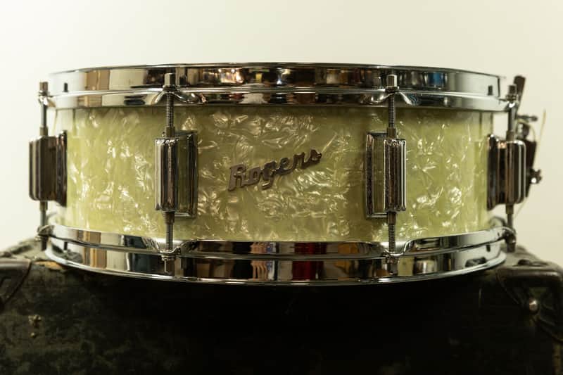 1960s Rogers 5x14 White Marine Pearl Tower Snare Drum image 1