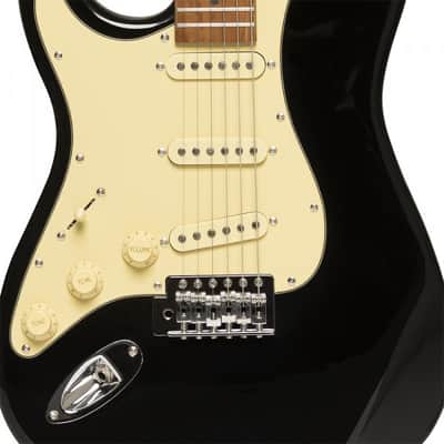 Stagg SES-55 BLK LH Solid Paulownia Body Tempered Maple Neck 6-String Electric Guitar For Left Hand Player image 4