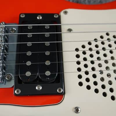 Marine Rider Travel Electric Guitar w/ Built-In Speaker – Compact Practice Guitar – Red image 10