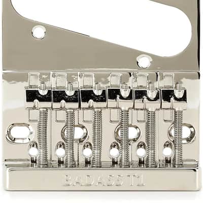 Leo Quan Badass T1 Chrome, Best Sustain Upgraded 6 Pc Bridge Saddle Plate fits Vintage (4 Hole) Telecaster Guitars image 2