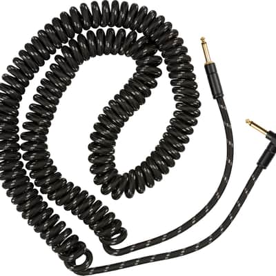 Fender Professional Tweed Coiled Guitar Cable 30ft - Straight/Angle Connectors